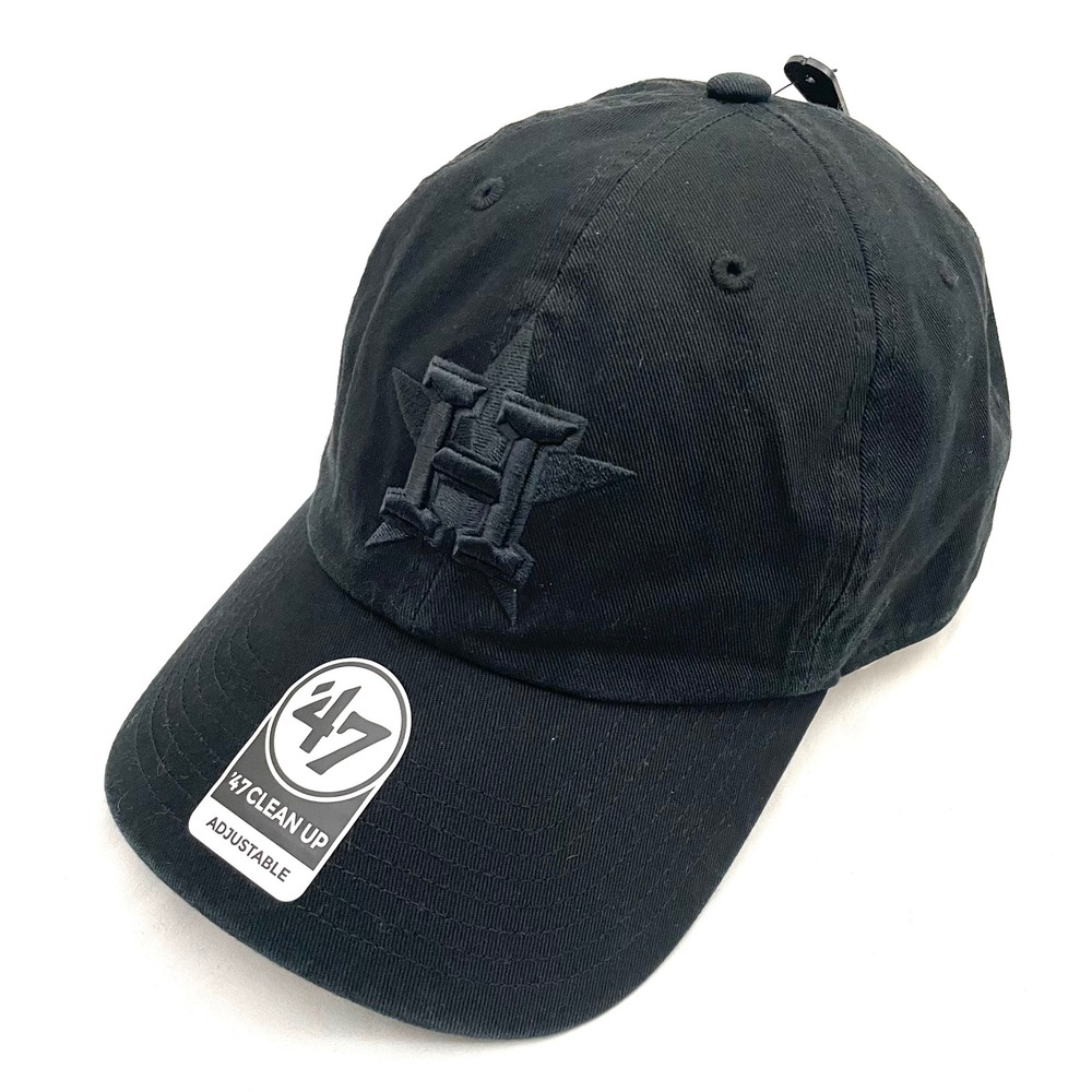 NWOT Houston Astros '47 Brand Clean Up Hat Mens OSFA Black Tonal Baseball Cap